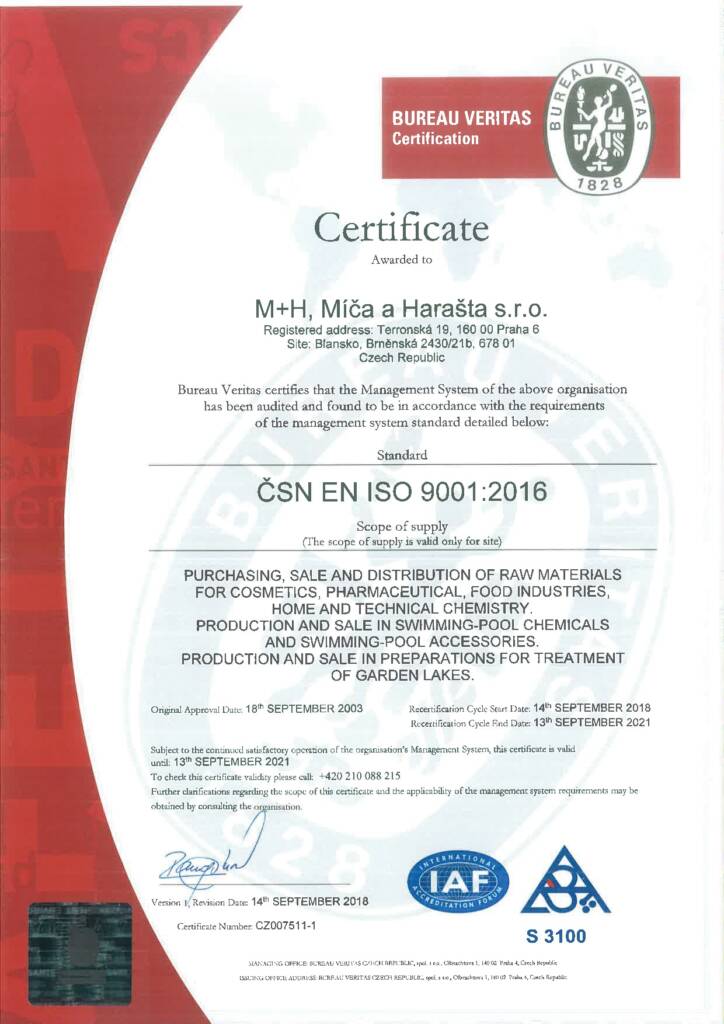 Certifikat ISO (2018-2021)